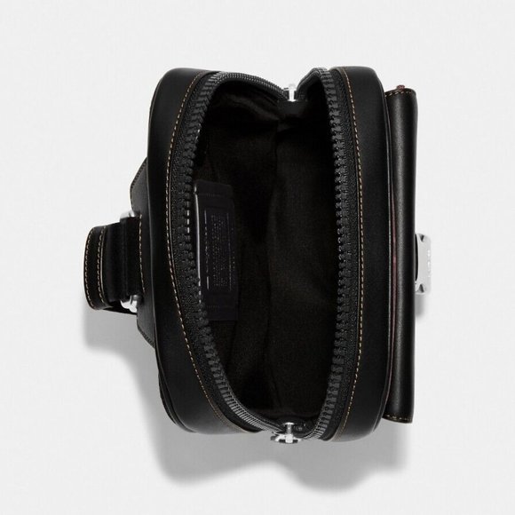 Coach Men's Sling Track Backpack with Tartan Plaid Leather Canvas Bookbag $398 - Picture 4 of 4